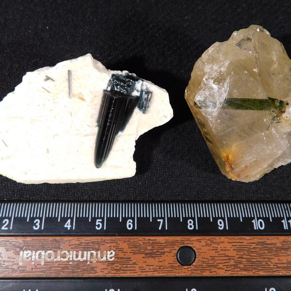 TWO! Tourmaline Crystals or Clusters on Quartz! From Brazil 76.9gr