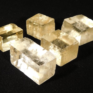 Big Lot of FIVE! Translucent Iceland Spar Calcite Crystals 143gr