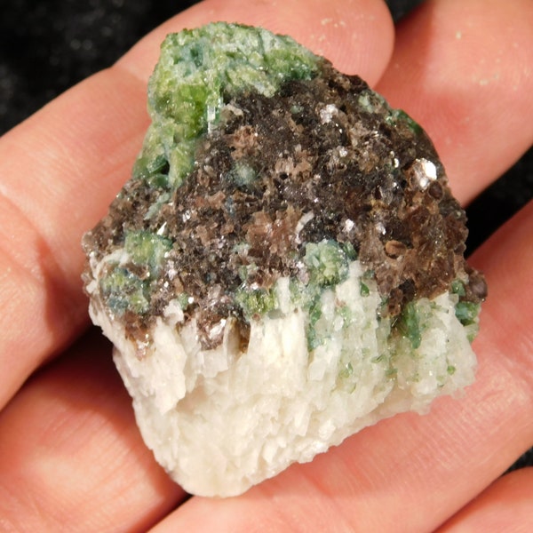 GREEN Tourmaline Crystals with Lepidolite on Cleavelandite Brazil 49.2gr