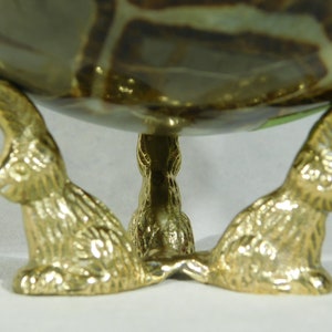 Sphere Display Stand Brass Gold Color Rabbit Design Medium Size
