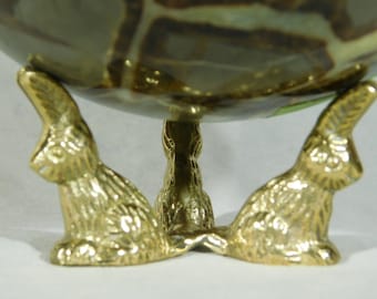 Sphere Display Stand Brass Gold Color Rabbit Design Medium Size