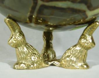 SPHERE Stand Solid Brass Rabbit Design Medium Size