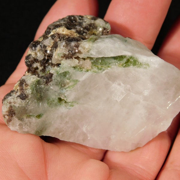Green Verdelite Tourmaline Crystals with Lepidolite on Quartz! Brazil 75.8gr