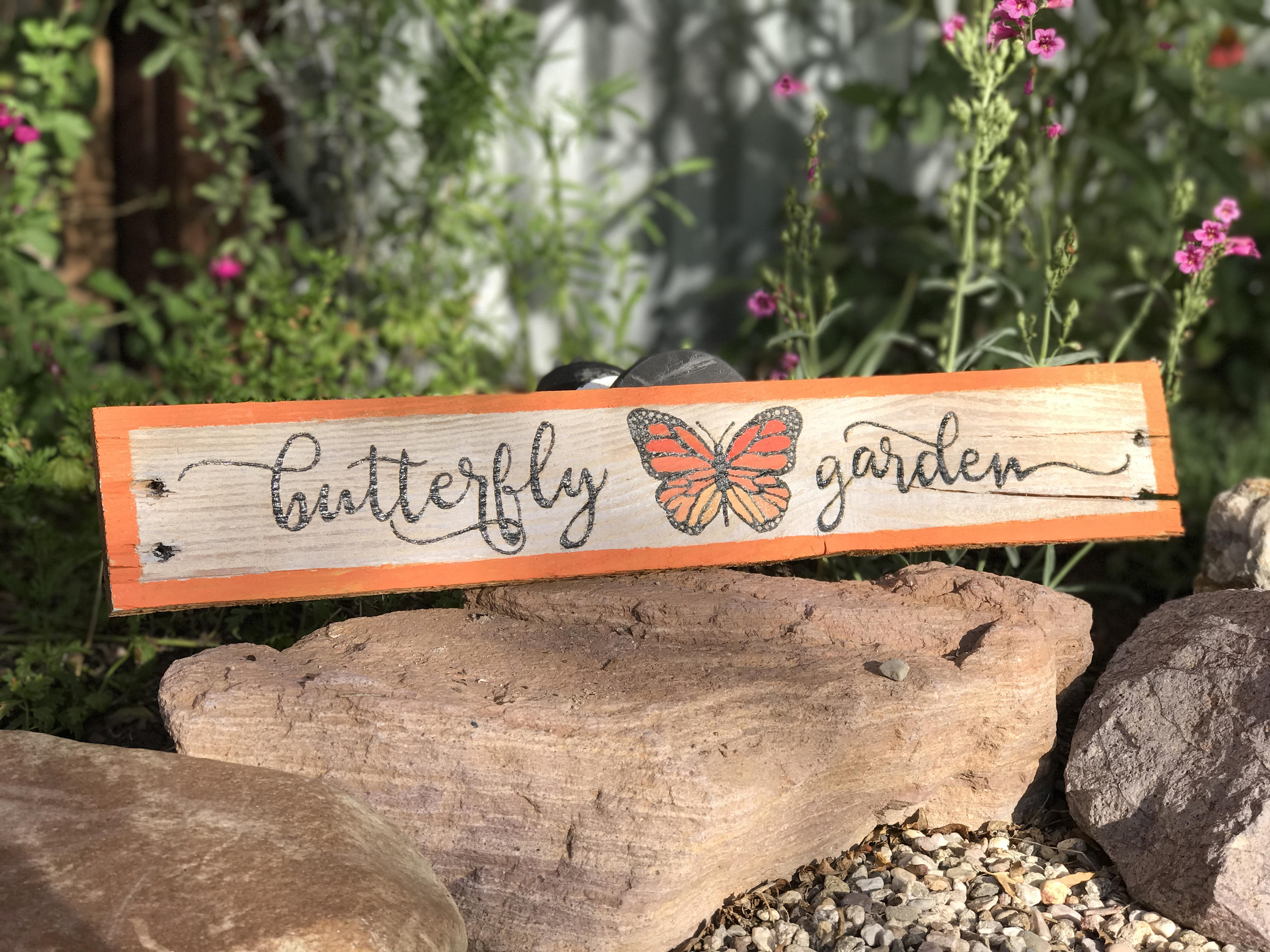 Butterfly Garden Sign Handburned on Reclaimed Wood Etsy