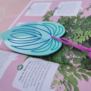 Acrylic mint leaf shaped book mark, book addict gift, leaf book accessory, librarian gift, plant themed gift, house plant gift idea, image 6