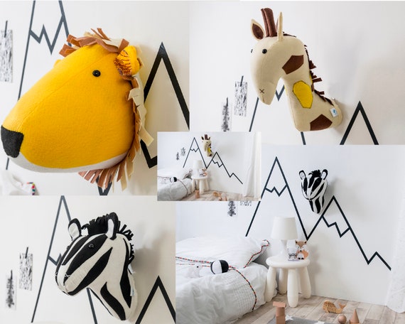Safari Animal Heads Wall Art Faux Zebra Head - Stuffed Animal Wall Mount Safari Animal Heads Wall Art Faux Zebra Head - Stuffed Animal Wall Mount