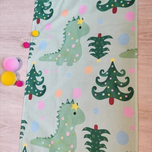 Christmas dinosaur dish towel, fun festive dinosaur kitchenware, green dish cloth, dinosaur letter box gift, dinosaur stocking filler, image 5