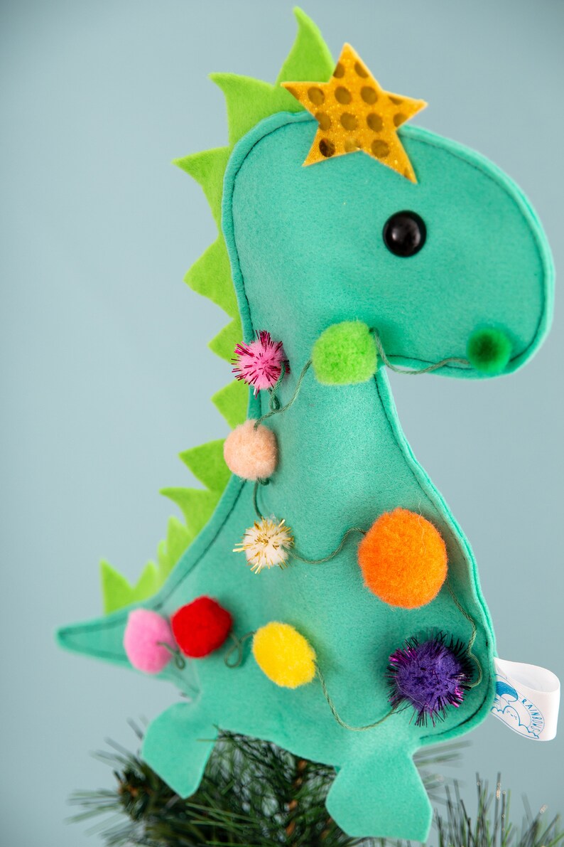 animal tree topper christmas tree topper pom pom Dinosaur tree topper unique tree decoration