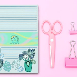 botanical pastel stationery, floral and florna notepad, leaf patterned stationery, plant stationery, nature inspired stationery image 1