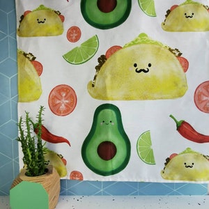 Mexican Taco dish towel, avocado dish towel, Fiesta party tea towel, secret Santa taco gift, chilli tea towel, taco illustration, funny food image 8