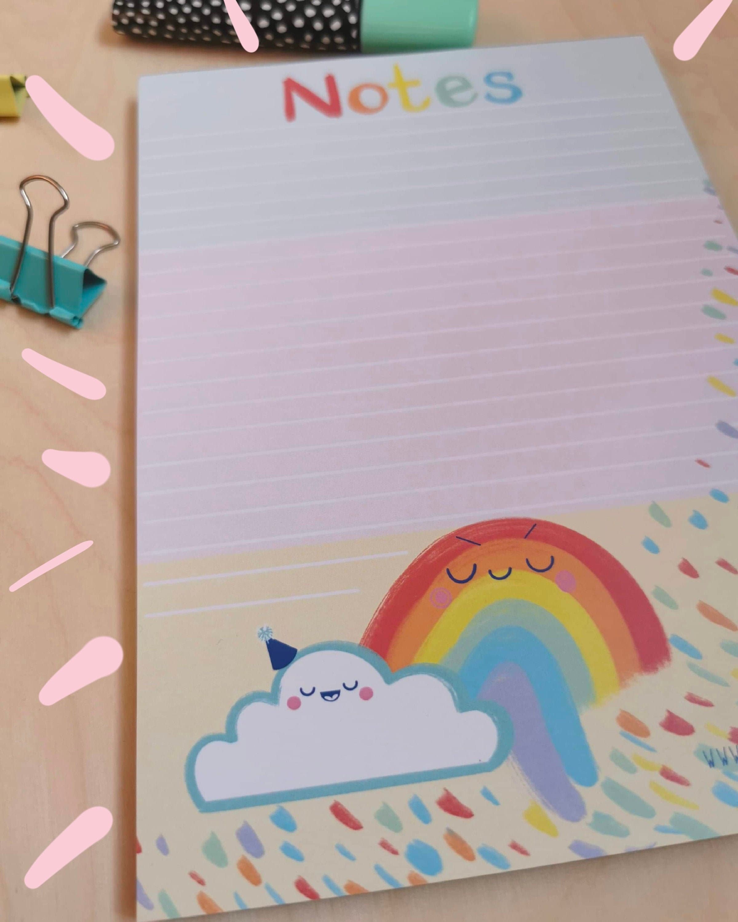 A5 Tear off Rainbow Notepad Kawaii Cloud and Rainbow Notepad - Etsy