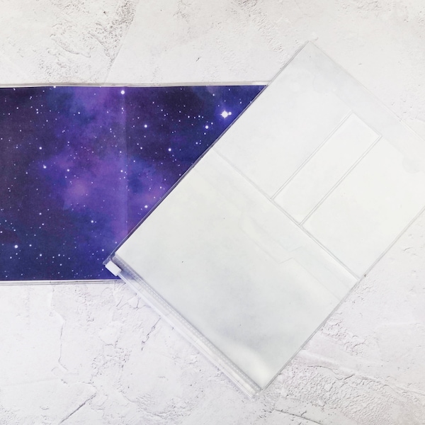 Purple Galaxy Wallet Insert for Traveler's Notebook // Plastic Zip Pocket // PVC Pockets for TN // Card Holder // B6 A6 - C037