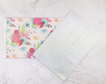 Cute Floral Wallet Insert for Traveler's Notebook // Plastic Zip Pocket // PVC Pockets for TN // Card Holder // B6 A6 - C007