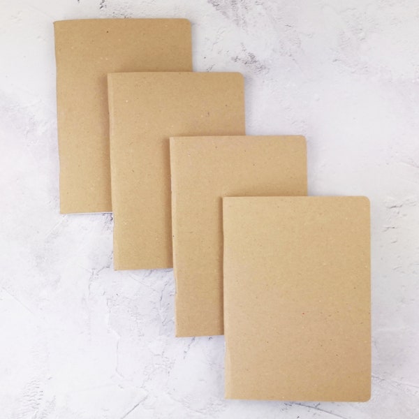 Set of 4 Kraft Cover Traveler's Notebook Insert - Choice of Paper Pattern; lined, grid, dotted Traveller's Refill