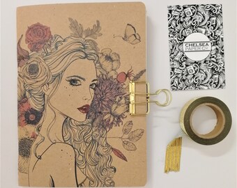 Planner Girl Floral Loose Hair Traveler's Notebook Inserts // Midori Traveller's Notebooks Insert - All Sizes // Dot Grid Lined - C004