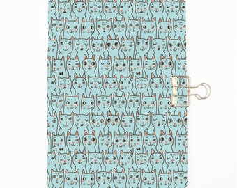 Blue Cats ALL SIZES Traveler's Notebook Insert - Choice of Paper Pattern; lined, grid, dotted Traveller's Refill - C0