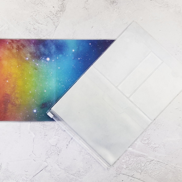 Rainbow Galaxy Wallet Insert for Traveler's Notebook // Plastic Zip Pocket // PVC Pockets for TN // Card Holder // B6 A6 - C038