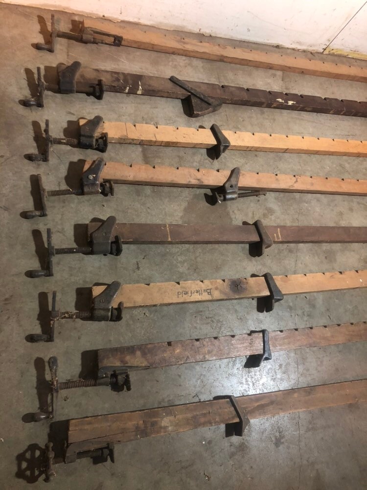 8 Antique Long Bar Woodworking Clamps With Cast Iron Hardware Etsy