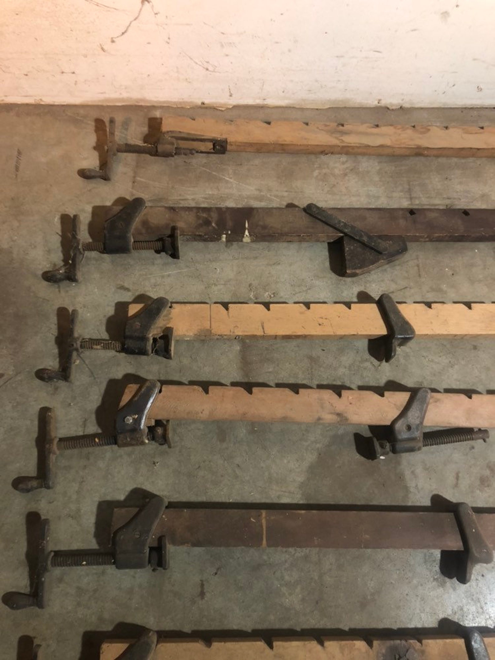 8 Antique Long Bar Woodworking Clamps With Cast Iron Hardware Etsy