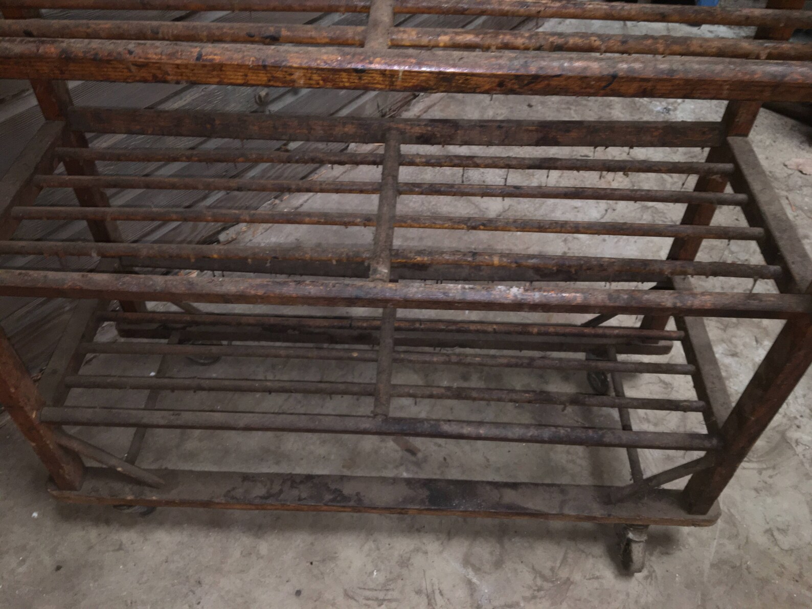 Vintage Doweled 6 Shelf Wood East Coast Factory Rolling Rack Etsy