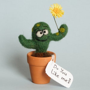 Cactus in feltro pianta in feltro in miniatura cactus casa delle bambole pianta regalo di compleanno Ti amo regalo personalizzato feltro ad ago giocattolo ornamento in feltro