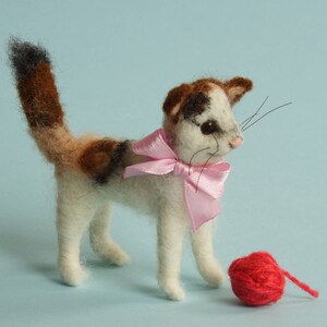 Needle felted kitten cat personalized gifts baby shower ornament Waldorf toy eco woolen  dollhouse funny cute felt animal Ready to ship