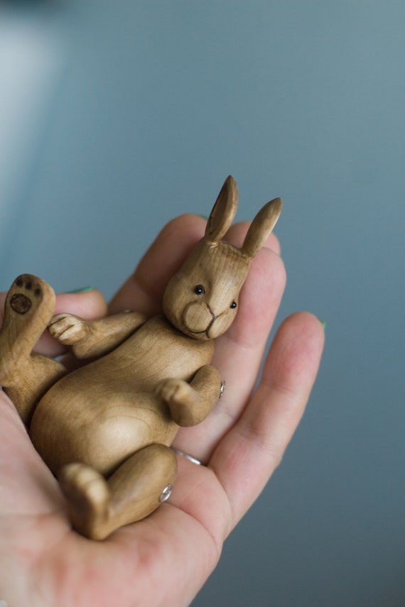 carved wooden rabbit