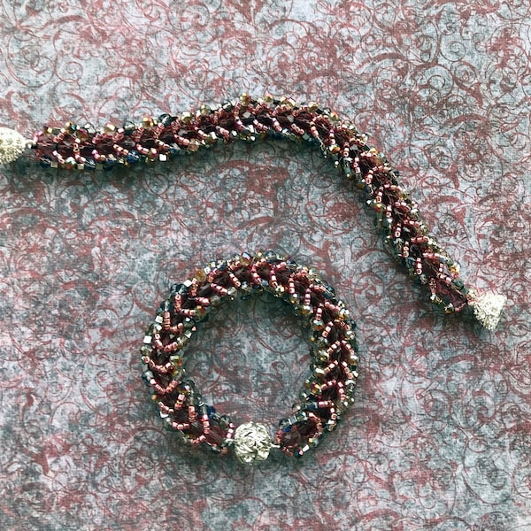 Pink Fire Polish and Crystal Beaded Bracelet