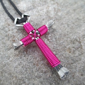 CROSS NECKLACE- Graduation gift  * Western Handmade of 4 horseshoe nails -adjustable Black Cord* Great Gifts for Teens *Lots of colors
