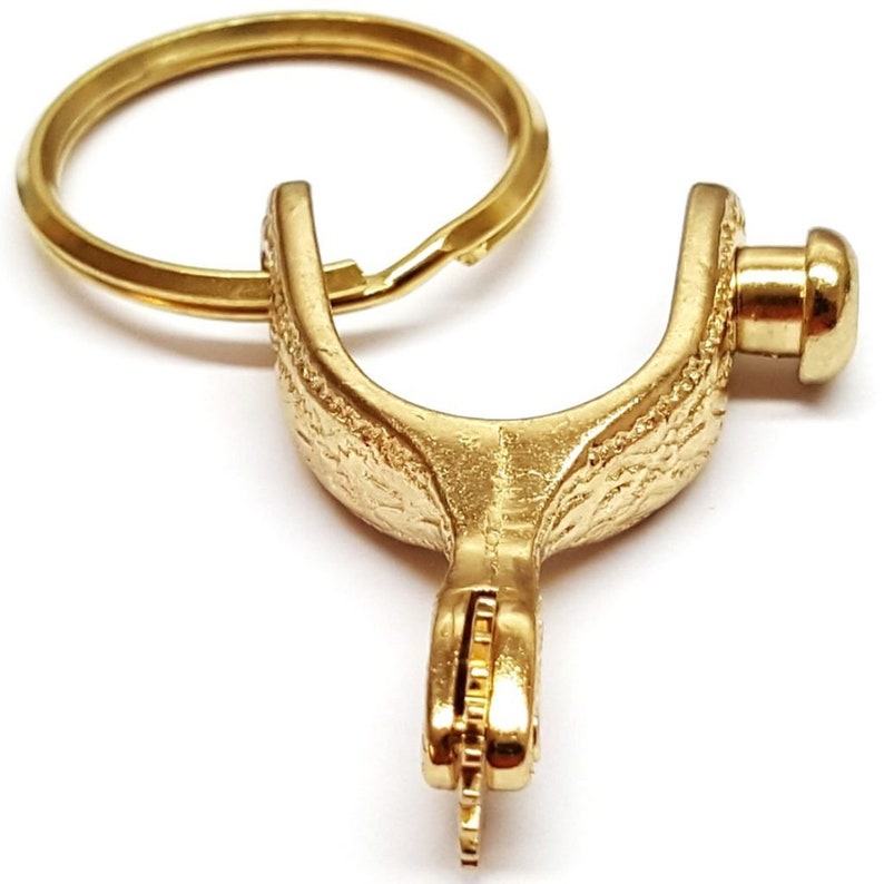 WESTERN SPUR KEYRING --Gun Metal ~ Gold ~ Silver Plated Engraved Spur Key-chain – Movable Rowel ~ Free Shipping on 35.00 image 2