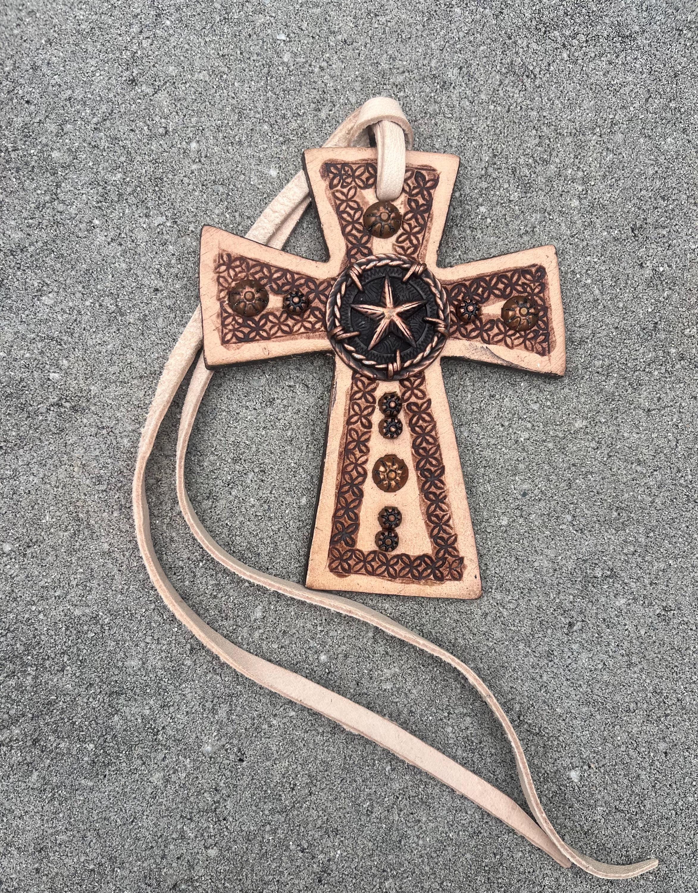 Stable Cross Western Saddle Cross Great Gift for the Horse Lover~ Leather With STAR ...