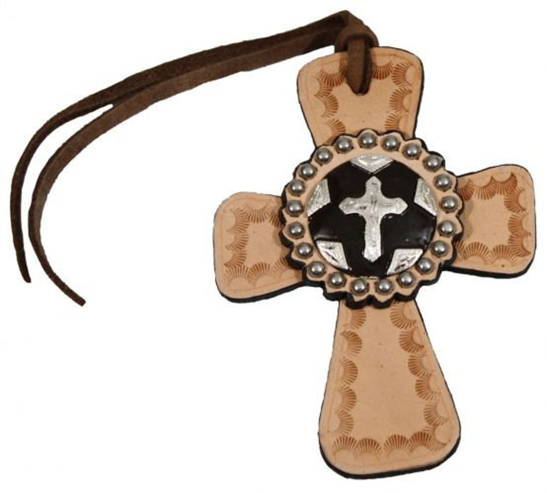 Saddle Cross Western Leather With Cross Concho and Ties for Saddle or
