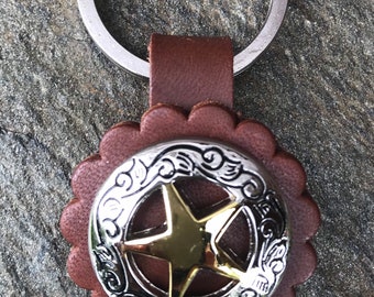 【CALEE】　concho keyring SV925 CALEE キャリー SILVER STAR CONCHO LEATHER KEY RING