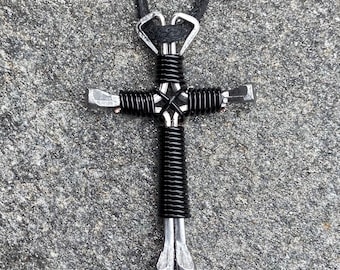 NECKLACE Handmade Men's & Women WESTERN CROSS  Free Shipping Adjustable Black Cord Great Gifts for Anyone *Lots of colors to choose from++