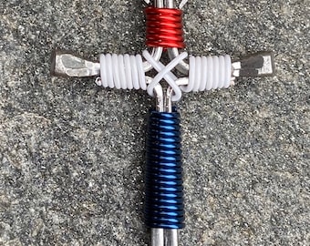 NECKLACE CROSS NAIL  Celebrate America Adjustable ~ Great affordable Gift Western Handmade Horseshoe Nail Cross ~ For Men or Women