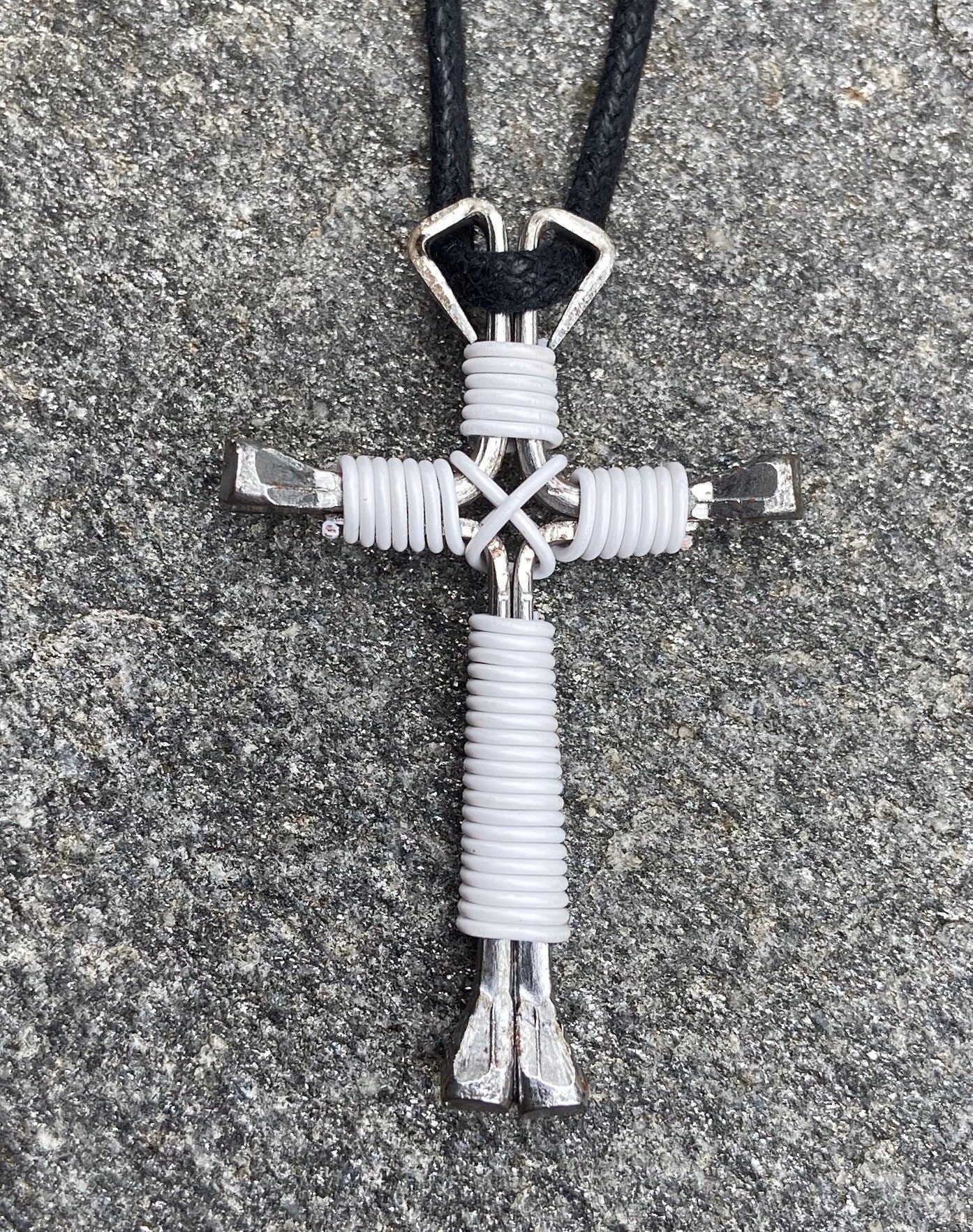 Nail and wire cross deals necklace