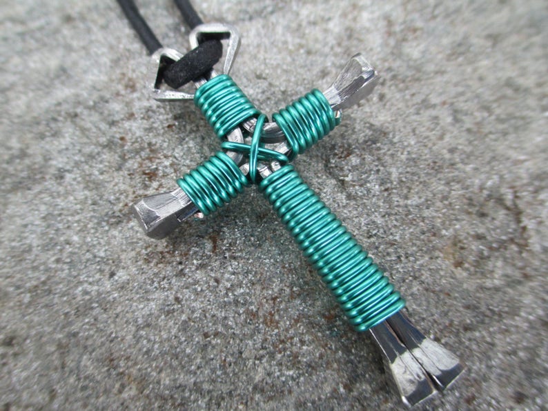 MEN'S CROSS NECKLACE western Adjustable Black Etsy