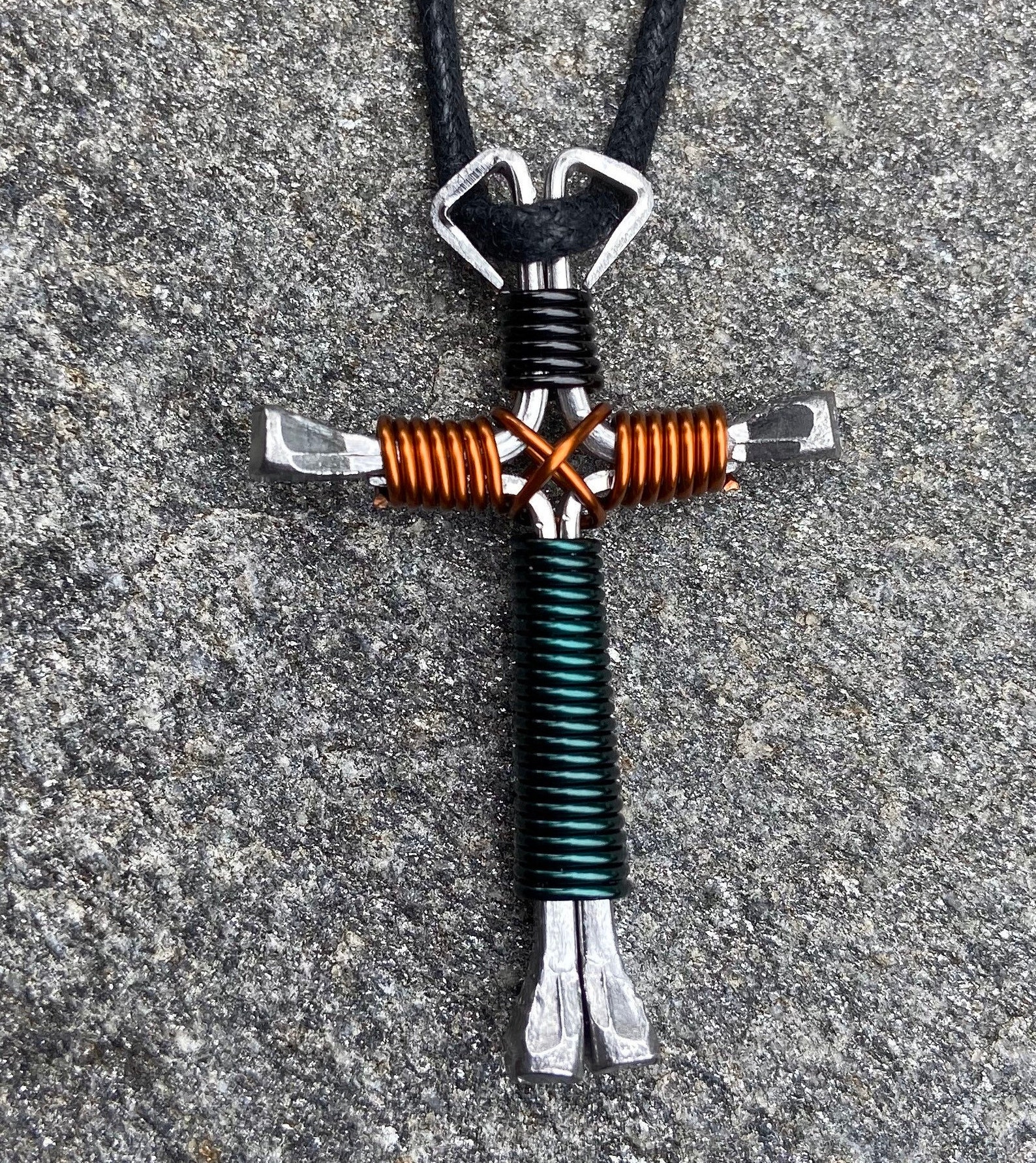 MEN'S CROSS NECKLACE Western Adjustable Black Etsy