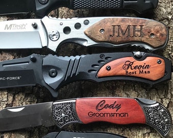 Fathers Day Gift, Personalized Groomsmen Pocket Knife Gift, Best Man Engraved Hunting Knife, Customized Knife for Wedding Party Favors