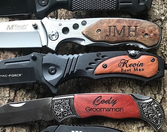 Personalized Pocket Knife, Custom Groomsmen Gift, Gift for Men, Bachelor Party Gifts, Engraved Wood Knife, Groomsmen Proposal Gift For Him