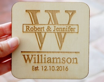 New Home Housewarming Gift, Personalized Coasters, Wedding Gift for Couples, Monogram Wedding Favors, Engraved Coasters, Bridal Shower Gift
