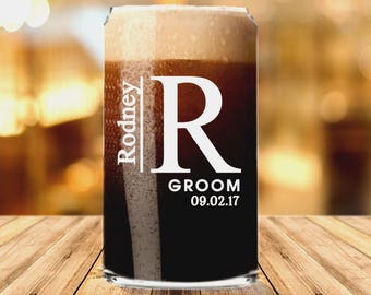 Personalized Beer Can Glass Gift, Groomsmen Bachelor Party Beer Glasses, Groomsmen Wedding Favor Beer Mug Gift