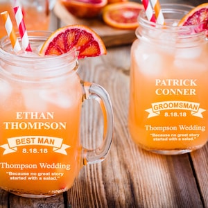Groomsmen Gift, Engraved Mason Jar Mugs, Wedding Party Gift, Rustic Wedding Favors, Custom Beer Mugs, Personalized Mason Jars, Gifts for Men
