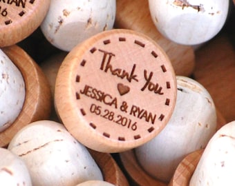 Personalized Wine Cork Wedding Favor, Thank You Wedding Guest Wine Stopper Gift, Engraved Wood Wine Bottle Stopper