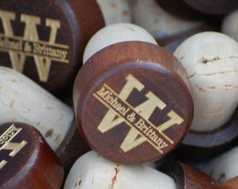 Personalized Bottle Stopper Wedding Guest Favor, Bulk Engraved Wine Cork Favors, Monogram Wine Cork Wedding Favor