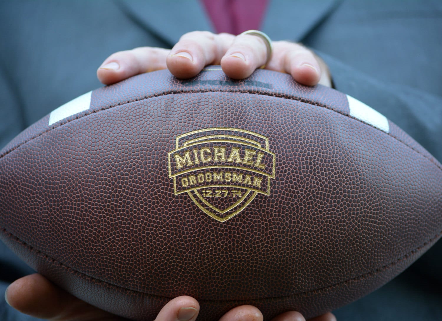 Monogrammed Football With Metallic Letters