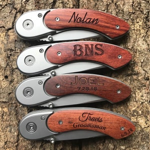 Personalized Gift for Him, Personalized Groomsmen Pocket Knife Gift, Best Man Engraved Hunting Knife, Custom Knife for Wedding Party Favors Bild 3