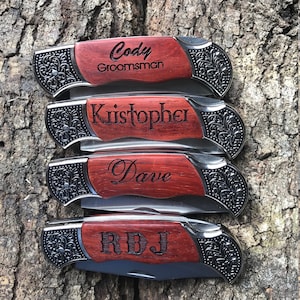 Personalized Gift for Him, Personalized Groomsmen Pocket Knife Gift, Best Man Engraved Hunting Knife, Custom Knife for Wedding Party Favors Bild 5