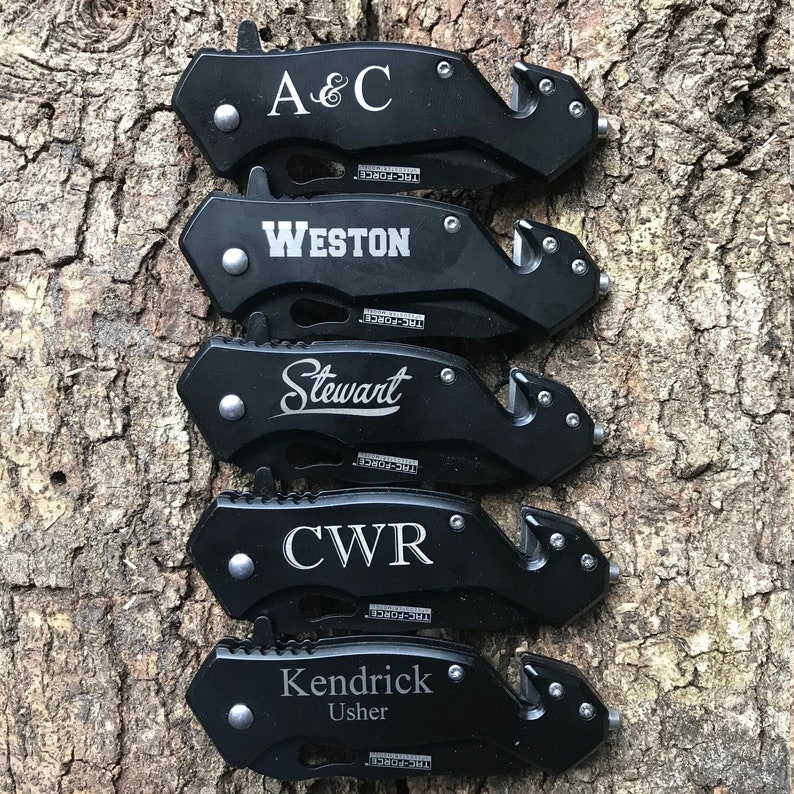 Personalized Gift for Him, Personalized Groomsmen Pocket Knife Gift, Best Man Engraved Hunting Knife, Custom Knife for Wedding Party Favors Bild 6