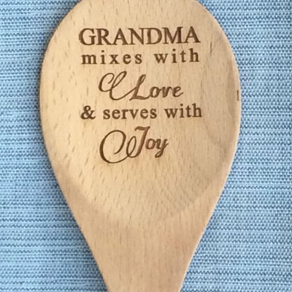 Mothers Day Gift, Personalized Gift for Grandma, Engraved Wood Spoon, Grandparents Gift, Nana Gift, Wood Mixing Spoon, Personalized Spoon